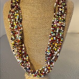 Multicolor Seed Bead Multi-Strand Necklace
